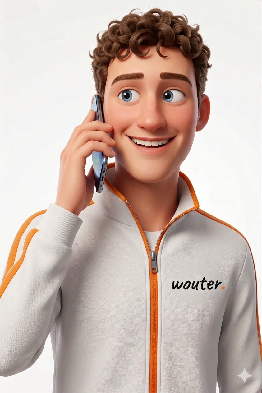 Wouter aan de telefoon