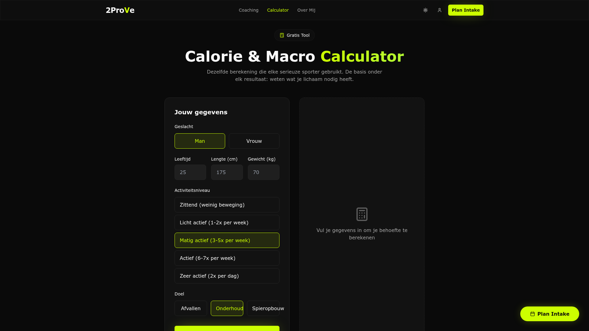 Calorie & Macro Calculator